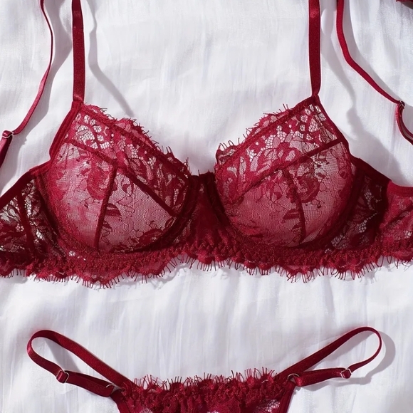 Sexy Lace Lingerie in Deep Red - Picture 4 of 5